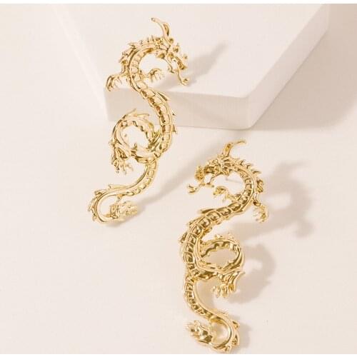Europe and America Dragon Earrings Metal Gold Silver Color Pendant Earrings Fashion Dangle Earrings Jewelry Gifts Party Bijoux