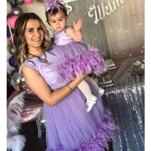 Gorgeous Lavender Baby Girls First Birthday Dress Mother Daughter Matching Clothes Photography