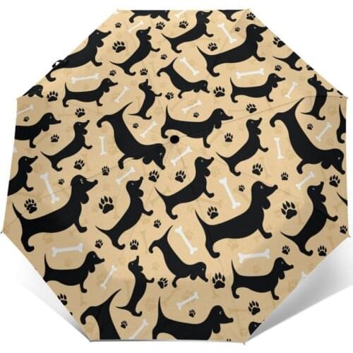 Wind Resistant Fully-Automatic Umbrella Duchshung Dogs Rain 3 Folding Parasol Travel Car Umbrella