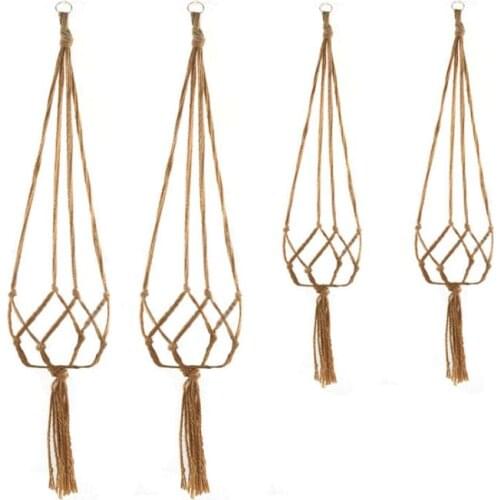 Knotted Macrame Plant Hanger Hook Vintage Cotton Linen Flowerpot Basket Lifting Rope Hanging Basket Pot Holder SN2665
