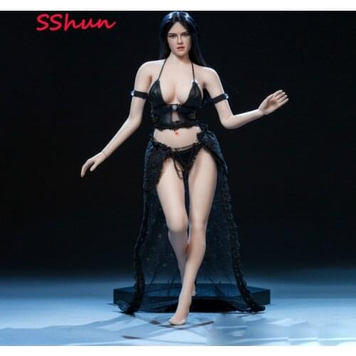 XY003 1/6 Scale female soldier black leather underwear lace skirt sexy suit For 12 '' Action Figure Body DIY