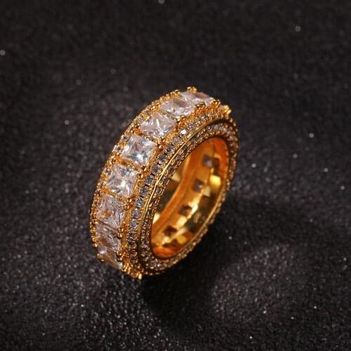 Moveon Hip Hop Jewelry Five Rows of Full Zircon Ring Hipsters Mens Round Rings For Party Gifts Simple Bijoux AAA
