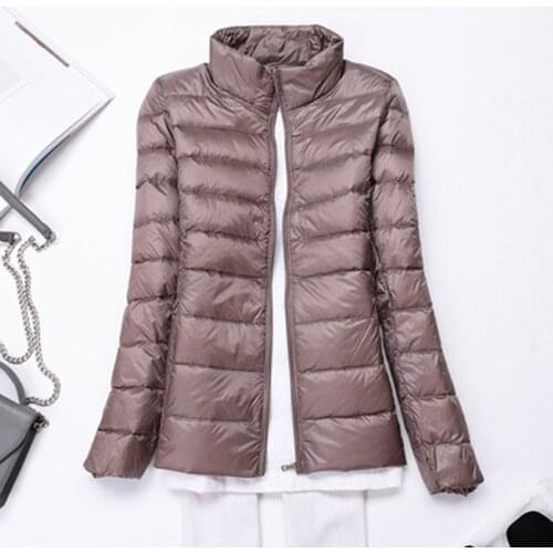 New Women Thin Down Jacket White Duck Down Ultralight Stand-up Collar Jackets Autumn And Winter Warm Coats Portable Outwear