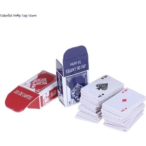 1set Mini Poker Playing Cards Style Random Funny Models Poler Cute Miniature Doll Toys Decorative 1:12 Dollhouse Accessories