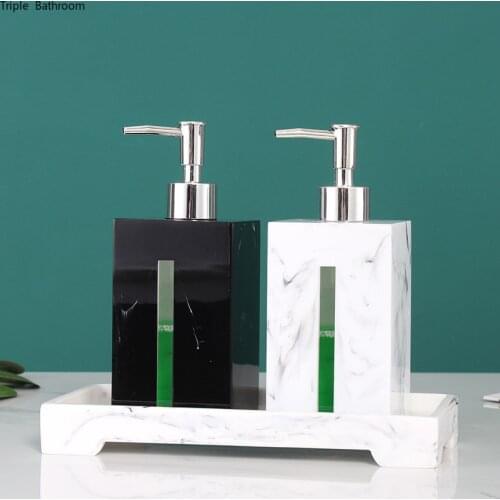 1 pc 500ml Black White Soap Dispenser European Style Resin Shampoo Bottles Wristband Hand Dispenser Bathroom Accessories