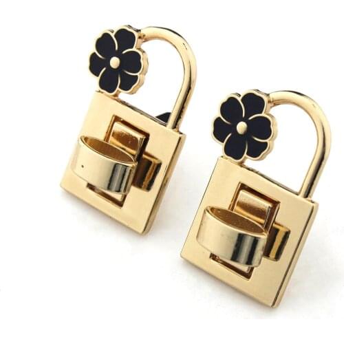 1pcs Metal Black Flower Shape Bag Turn Lock Twist Lock Clasp Leather Craft Women Handbag Shoulder Bag Purse Hardware Accessories