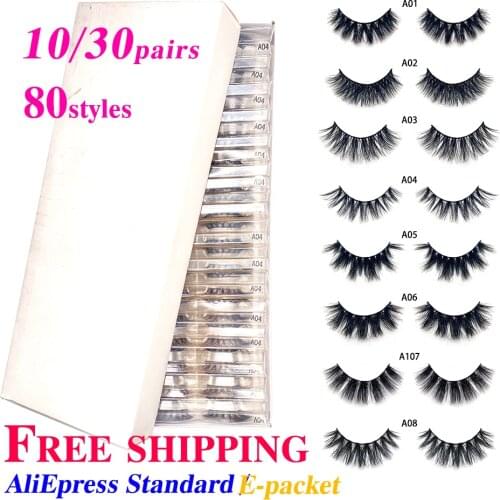 10/30 Pairs 3d Mink Eyelashes China Eyelash Factory Direct Sales Wholesale No Box Fast Delivery 80 Styles D22 D08 A Model