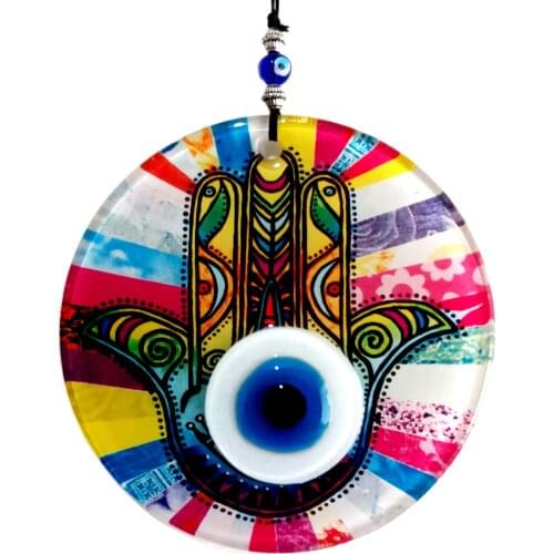 12 Centimeter Fusion Glass Handmade Abundance Hand Wall Ornament Evil Eye