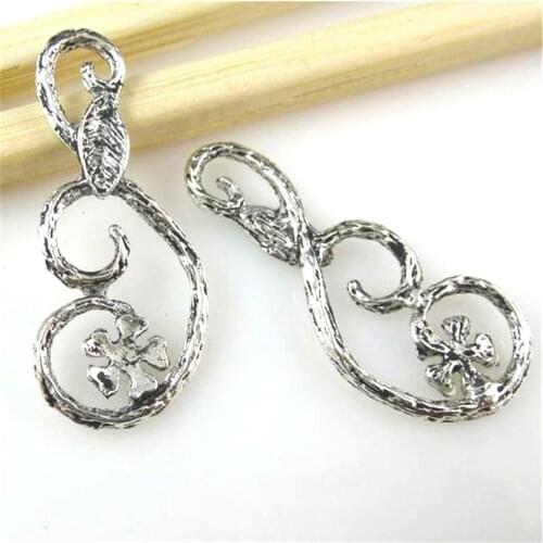 20pcs 10737 Antique Silver 30*12mm Flower Vine Plant Charms Pendants Accessories For DIY Necklace Bracelet Jewelry Making