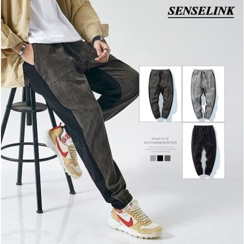 2021Men Solid Color Cargo Pants Casual Loose Harajuku Hong Kong Style Harem Pants Elastic Band Big Size Japanese Pants Men M-8Xl