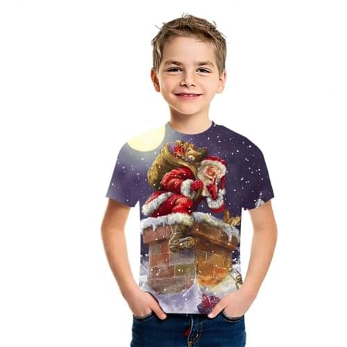 2021 Christmas Hot Boys And Girls 3D Printing T-Shirt Summer New Pure Cotton Casual Short Sleeve Outdoor Sports Top