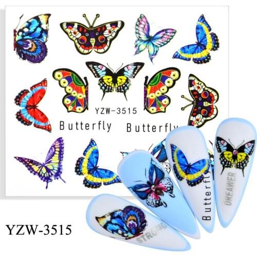YZWLE 4PCS Strawberry/Cherry/Ice Cream/Butterfly Water Nail Stickers Decals Watermarks Manicure Sliders Nail Art Decoration