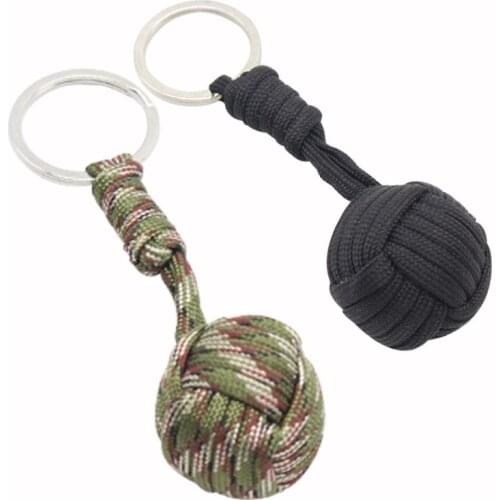 40pcs/lot Weaving Umbrella Rope Steel Ball Keychains Self Defense Survival Emergency Parachute Cord Knot Outdoor EDC Paracord