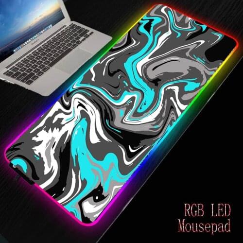 Mairuige Colorful Marble Art LED RGB Large Gamer Mousepad Xl Lighting Backlit Computer Mat Keyboard DeskPad Personalized Carpet