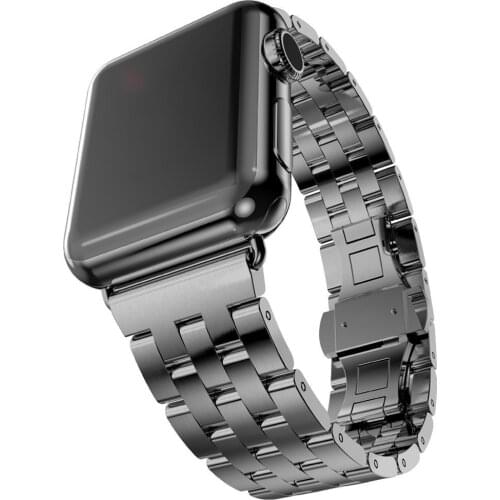 Stainless Steel Watchbands For Apple Watch Band Strap Link Silver Rose Gold Black Metal Bracelet 42mm 38mm IWatch Accessories