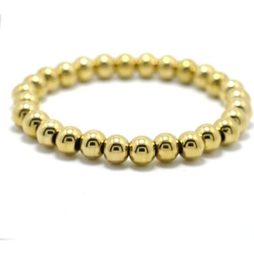 Stretchable Biker Bicycle Beaded Bracelets & Bangles for Women Men Jewelry Stainless Steel Black Gold Color Bracelets Bead