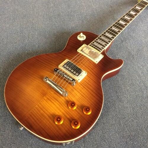 One piece Neck & body electric guitar,tone-pro bridge Tiger Flame in Smoke colour,frets edge binding,free shipping