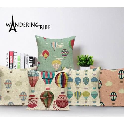 Cartoon Hot Air Balloon Decorative Cushion Pillow for Sofa Case Love Romantic Cushion Covers Fodere Cuscini Poszewka Dekoracyjna