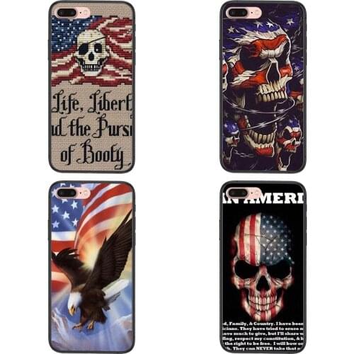Beautiful Usa Flag Skull Pattern for Huawei Honor V40 10X Lite Case Honor 8x 9s 10 20 Lite 10i 20i 30 9A 8X Personnaliser Black
