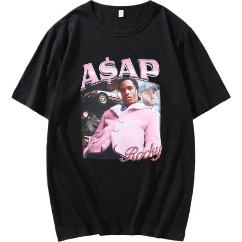 Harajuku Creativity Asap Rocky T-shirt Top Mens Oversized Hip Hop Street Tshirt Women Black Vintage Style Short Sleeve T Shirt