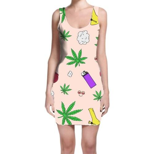 Custom Made Stoner 420 Sublimation Print Milk Silk Dress