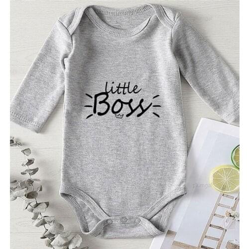 Children Winter Jumpsuits Print Little Boss Kids' Things Baby Boy Clothing Cotton Romper for Babies Newborn Girl Outfit