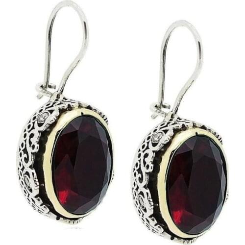 Lal Red Cubic Zirconia Silver Women 'S Earrings Authentic