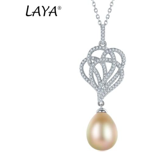 Laya Shell Pearl Necklace For Women Pure 925 Sterling Silver Shiny White Cubic Zirconia Flower Necklace Fine Jewelry 2021 Trend