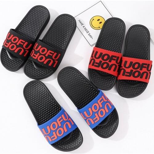 Summer Fashion Letter Print Mens Slippers Massage Anti-slip Outdoor Beach Mens Flip Flops Casual Soft Male Footwear Plus Size