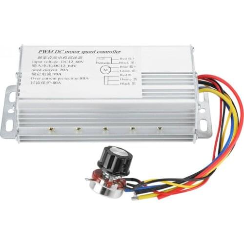 4000W Linear Under Load Metal DC Motor Controller DC 12V-60V 70A Adjustable Drive Control Regulator PWM Regulator Control Gover