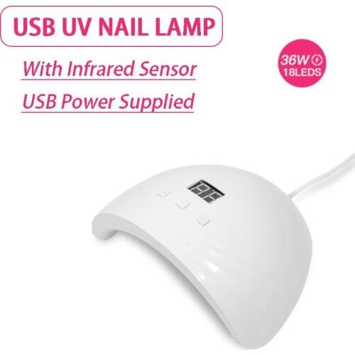 Max 36W LED Lamp Nail Dryer 18 LED UV Lamp Drying Machine Gel Polish 60s/80s/99s Timer Smart Auto IR Sensor USB Manicure Tools