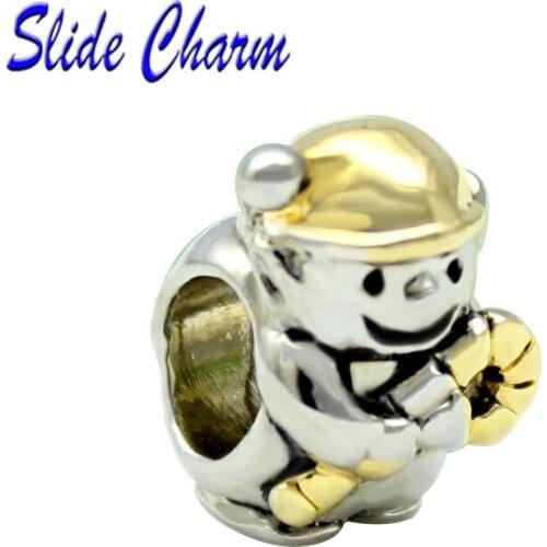 Fashion Jewelry DIY Glamour European Style Christmas Beads, Golden Crutches Santa Hat Santa Fit Pandora Bracelet Necklace