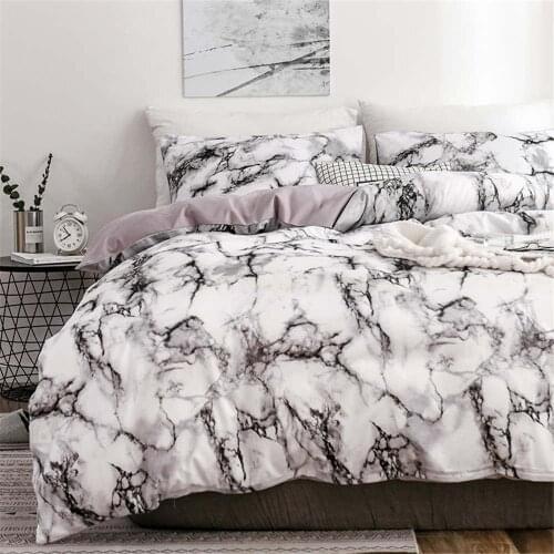 25 Modern Style Marble Pattern Printed Duvet Cover Set With Pillowcase Double Full Queen King Size Bed 5 Colors