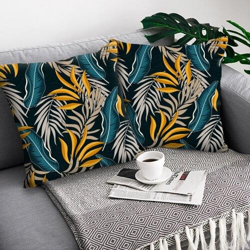 Tropical Leaf pillowcase Abstract flower Decorative Pillow Home Decoration Pillowcase Super Soft Short Plush Cushion Cover