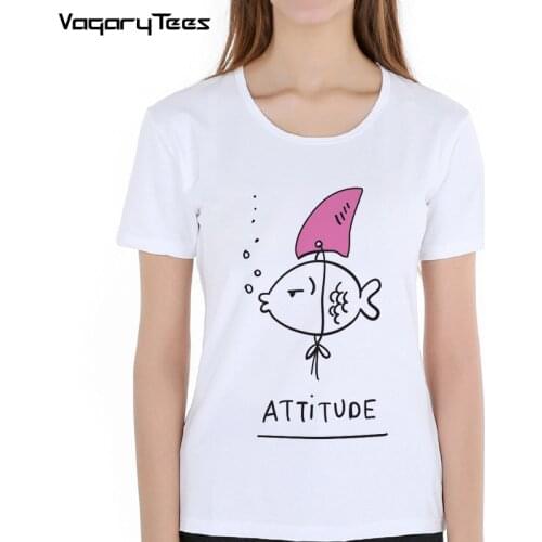 2019 New Goldfish and Shark Brand Fish Cool Printed Womens Casual Art Attitude Design T-shirt Male Retro Hipster Tops Tee