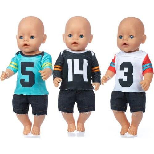 2020 new Football suit set Fit For 43cm Baby Re-born Doll 17 Inch Doll Clothes