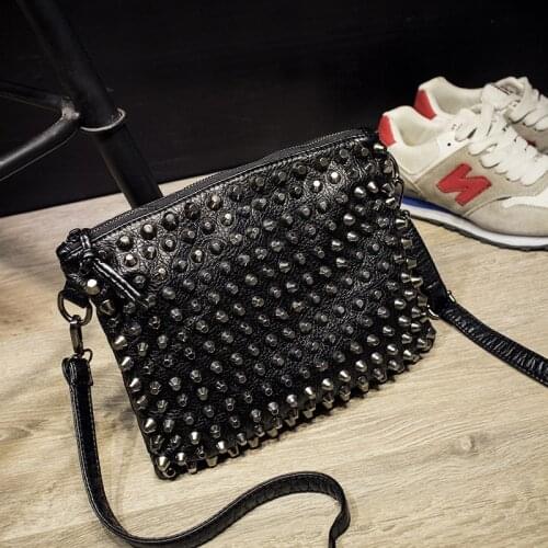 2021 New Fashion Rivet Women Bag PU Leather Wallet Chain Bag Shoulder Bags Coin Purses Card Holders Girls Money Clutch Bag S079