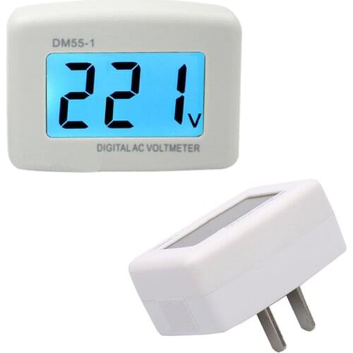 NEW DM55-1 AC 80-300V 199V Voltage Meter Plug Volt Meter LCD Digital display Voltmeter Testers 15% Flat insert Round insert
