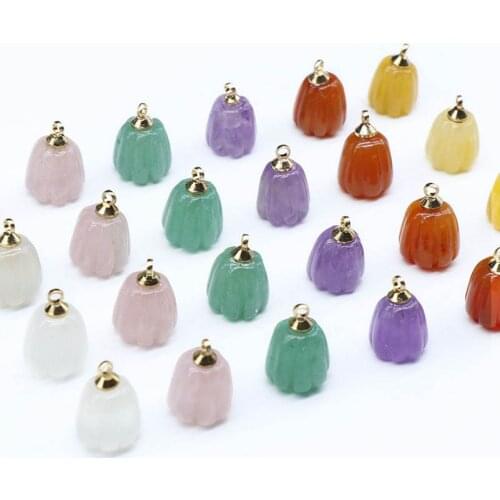 New Coming Pumpkin Shaped Stone Necklace Charm Delicate Engraved Pendant DIY For yourself Birthday Gift