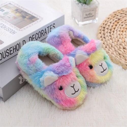 New Fashion Brand Toddler Girl Slippers for Baby Loafers Plush Warm Cartoon Alpaca Children Home Shoes Little Kid House Footwear