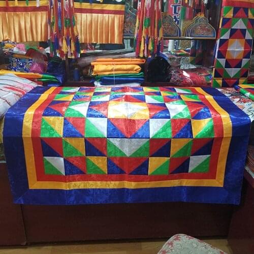 Wholesale Buddhist supply Tibet Buddhism family home Temple Auspicious Splicing Embroidery Buddha Altar Table cover cloth Deco