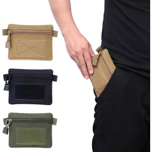 Outdoor EDC Tactical Molle Pouch Wallet Card Bag Nylon Waterproof Portable Travel Zipper Waist Bag For Camping Hiking