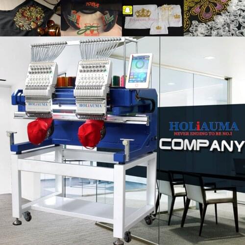 HOLiAUMA Double head industrial flat embroidery machine with Dahao touch screen computer