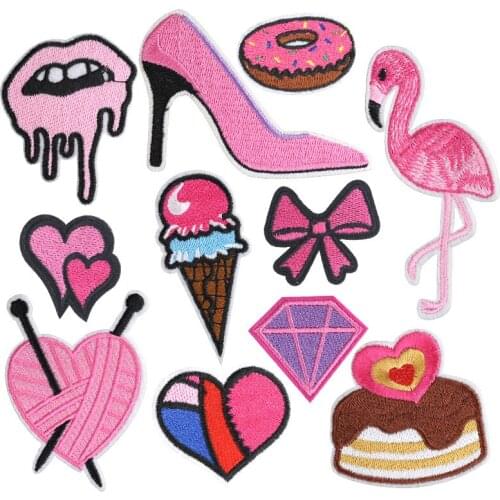 Pink Applications on Clothes Iron on Applique Sticker Patches for Clothing Embroidery Patch Badge Stripe on Clothes Accessories