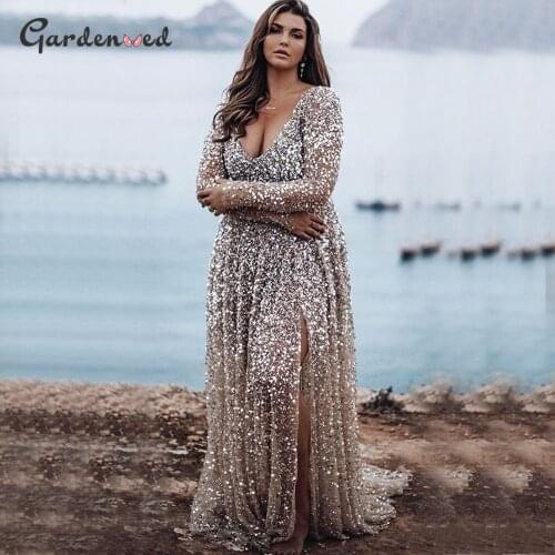 Sexy Illusion Sequin Wedding Dress 2020 Floor Length Bride Dresses Plug Szie Wedding Gowns Mermaid Wedding Dress