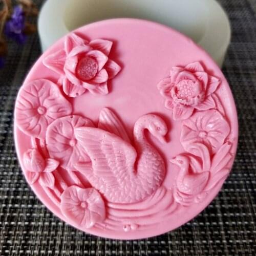 Silicone Mold Soap Mould Handmade Soap Making Molds Candle Silicone Mold Resin Clay Mold DW0144 PRZY Swan Lotus Flower