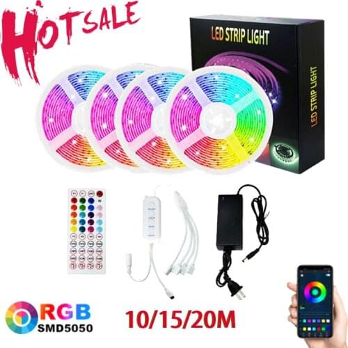 Led Strip Light 5050 RGB With Remote Control Lights TV Background Flexible Lamp Diode Lighting Room Decor Bluetooth-compatible