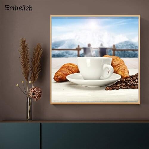 Embelish Drop Shipping 1 Pieces Coffee And Bread Wall Art Posters For Kitchen Home Decor HD Print Canvas Paintings Living Room