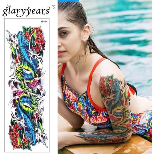 Glaryyears Large Arm Temporary Tattoo Sticker Colorful Fake Tatoo Sleeve Flash Tatto Waterproof Big Body Art Men Women Q-MB-44