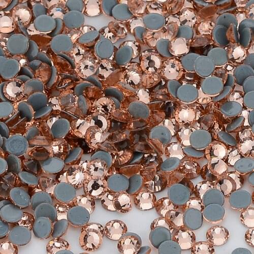 High Quality Champagne Flat Back HotFix Rhinestones Glass Hot Fix Crystals Rhinestones For Clothing Bags Shoes Nail Art Crystal